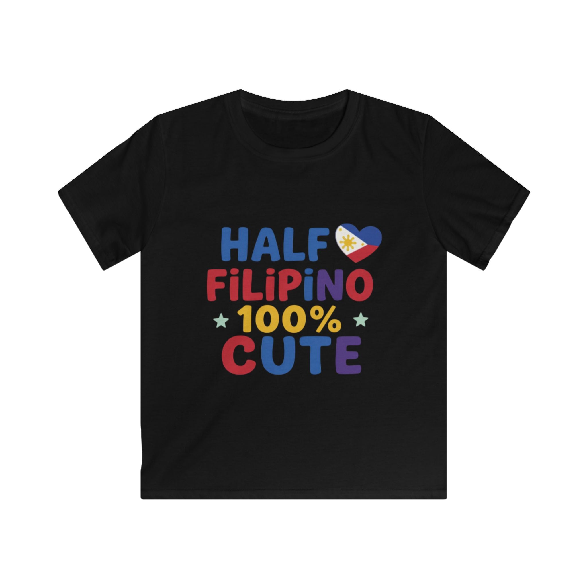Kids Tee — "Half Filipino 100% Cute" Colorful Pride Shirt