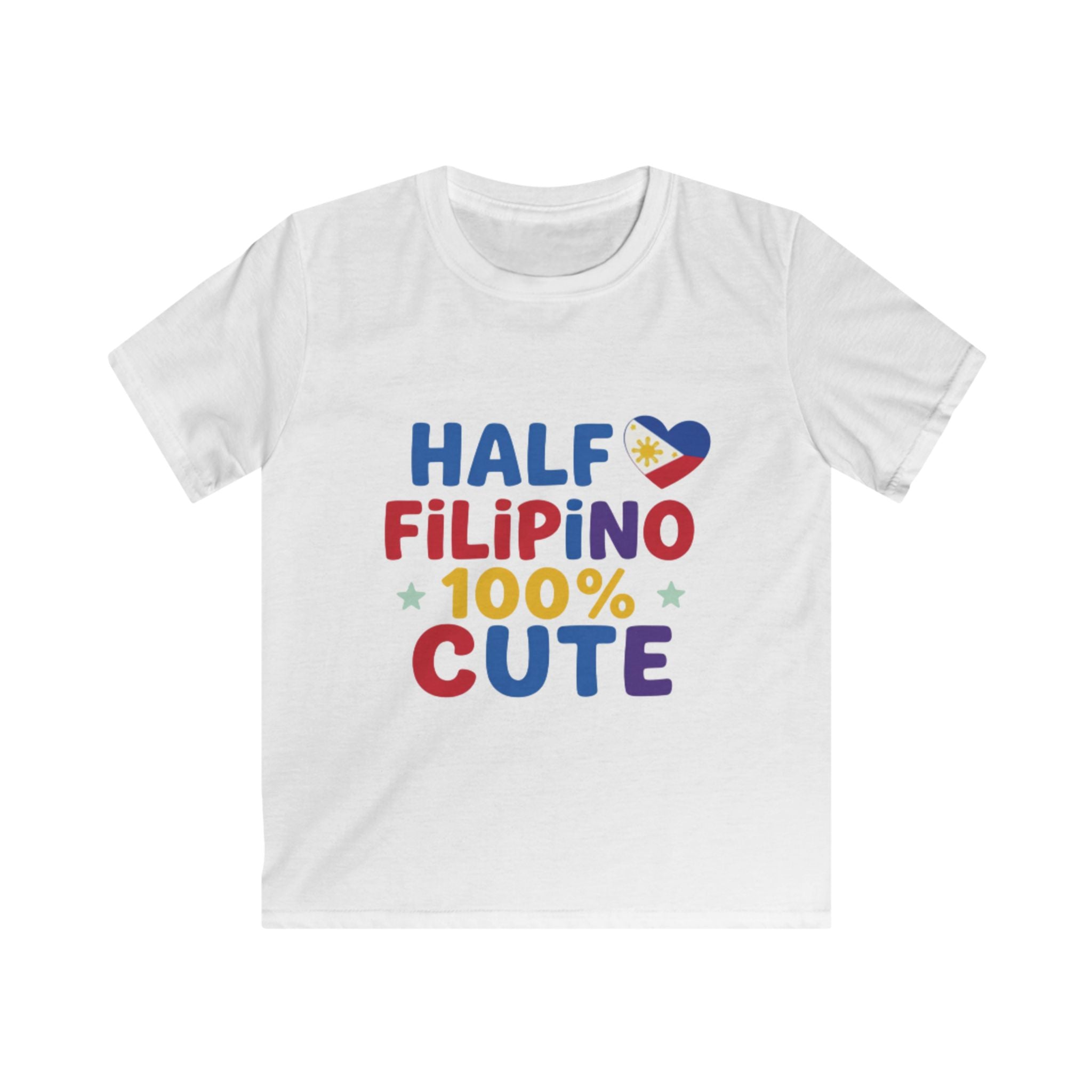 Kids Tee — "Half Filipino 100% Cute" Colorful Pride Shirt