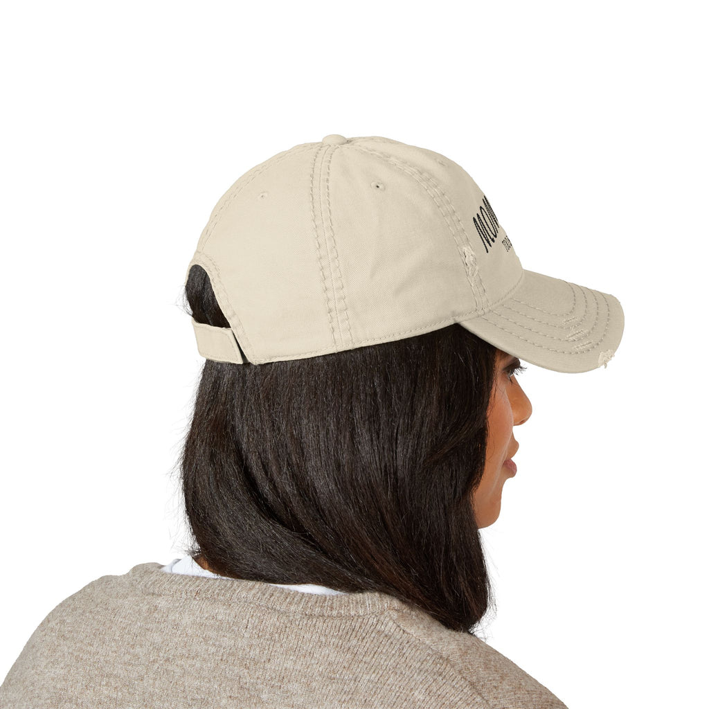 Mommin' Embroidered Distressed Dad Hat — "Too Busy to Care" Baseball Cap for Moms