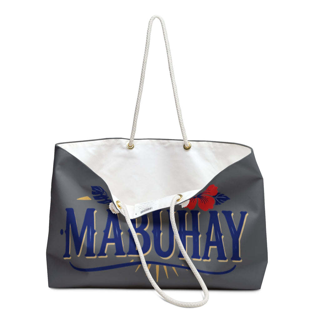 Mabuhay Weekender Bag – Tropical Filipino Travel Tote with Hibiscus & Sun Design