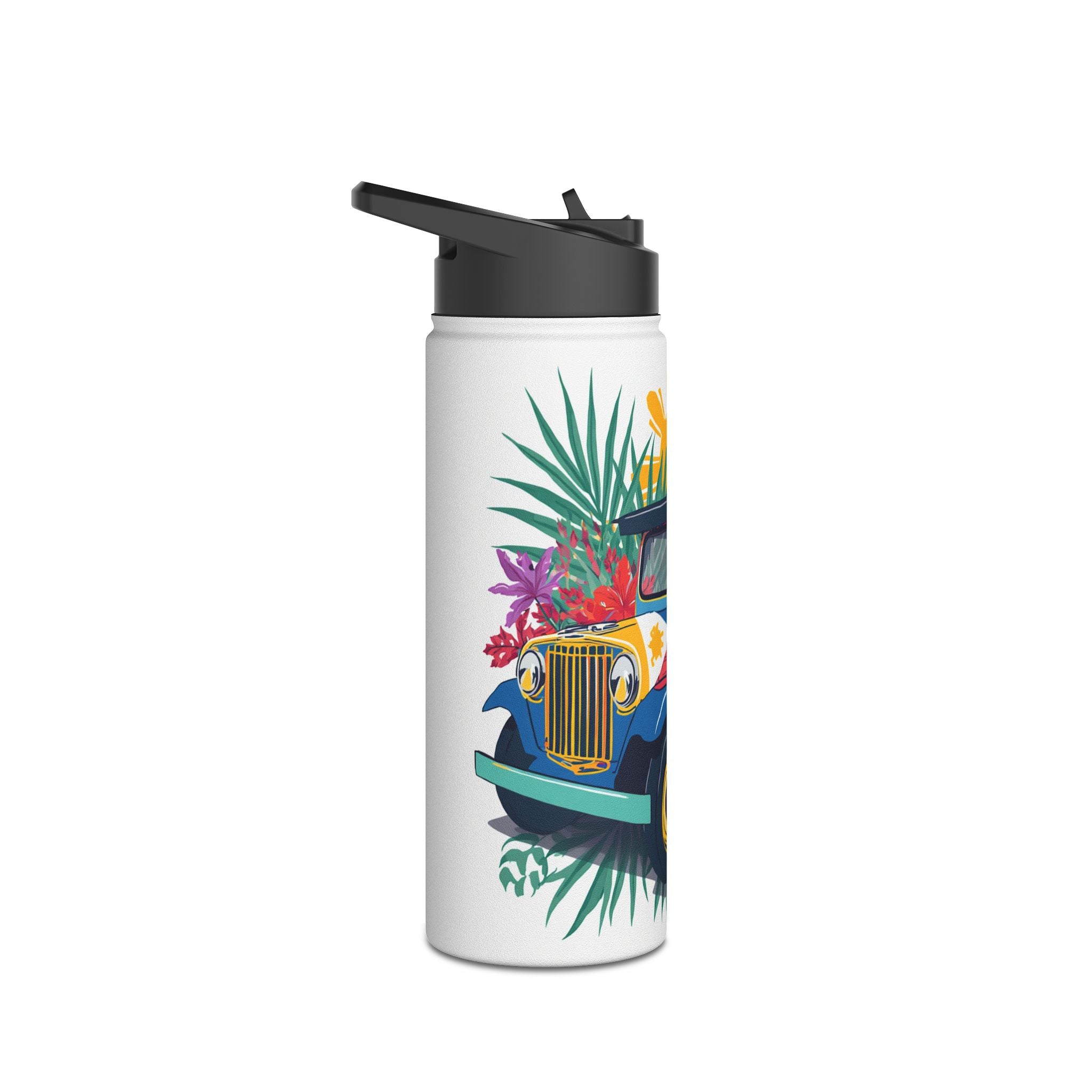 Tropical Jeepney Stainless Steel Water Bottle — Colorful Filipino Folk Art Travel Bottle