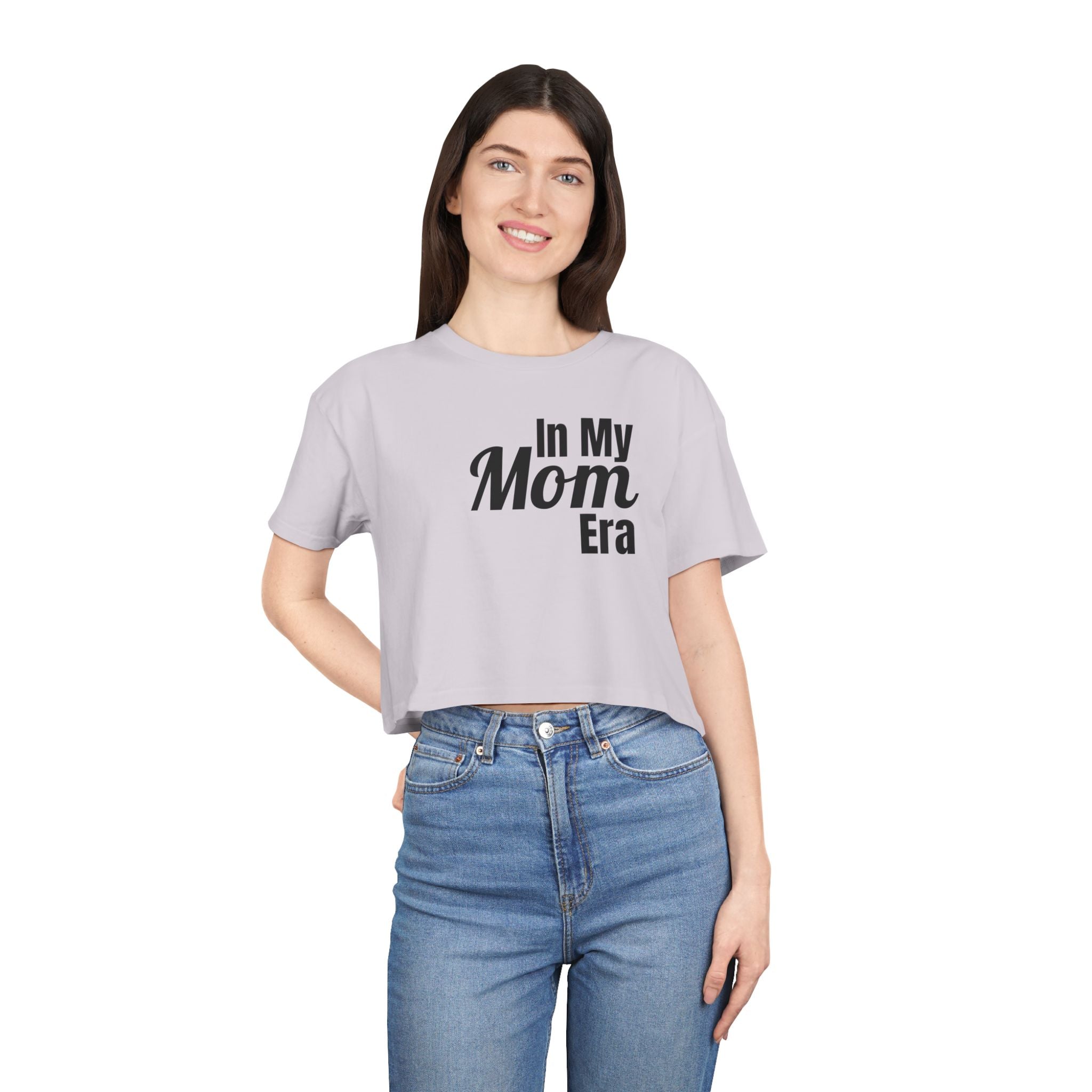 "In My Mom Era" Women's Crop Tee - Trendy Mom Life Graphic Top