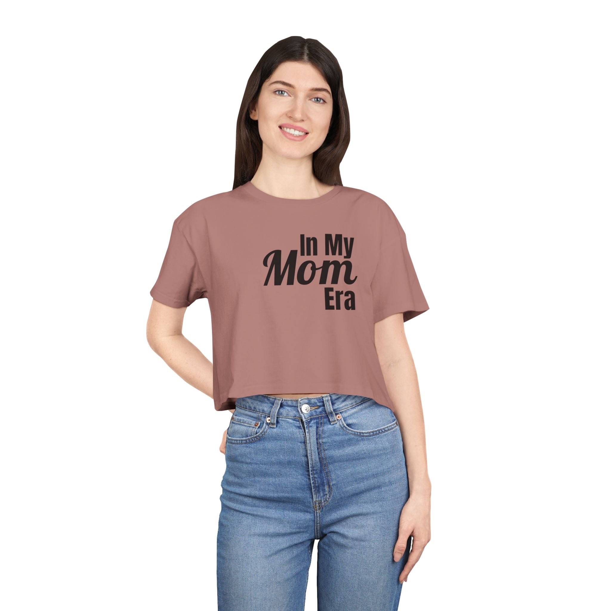 "In My Mom Era" Women's Crop Tee - Trendy Mom Life Graphic Top
