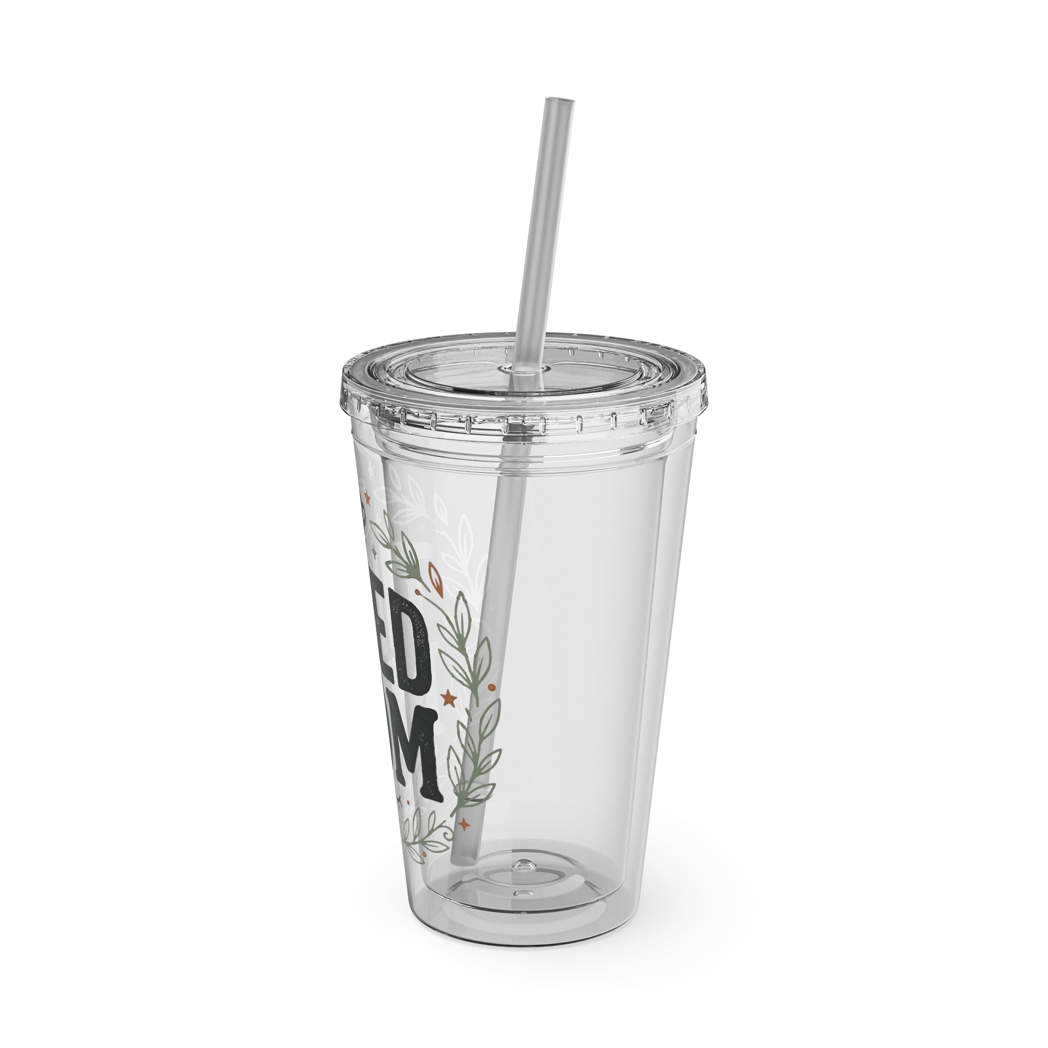 Skull Rose Tumbler — "Tired Mom Club" 16oz Straw Cup