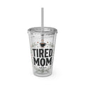Skull Rose Tumbler — "Tired Mom Club" 16oz Straw Cup