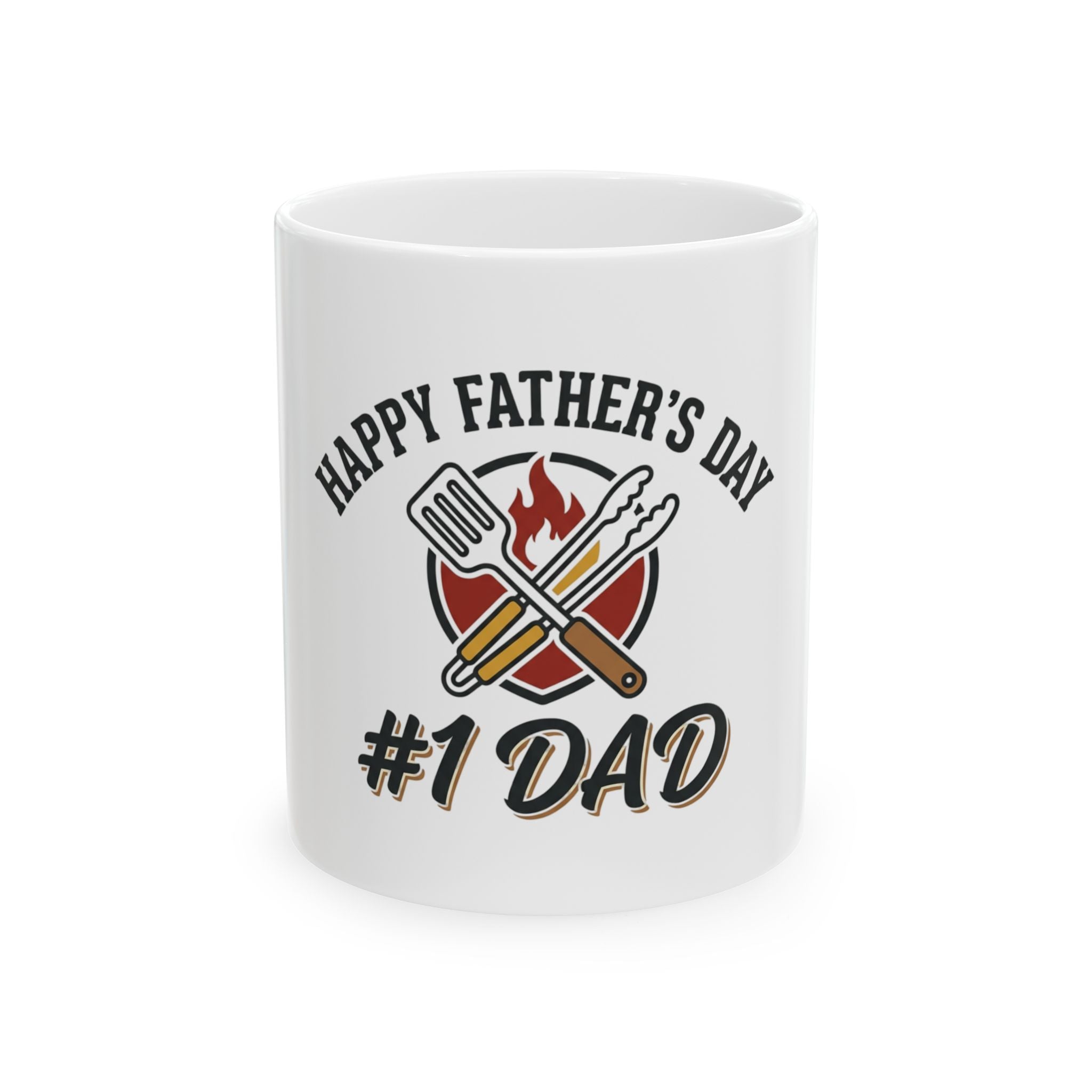 #1 Dad Father’s Day Grill Mug — Happy Father’s Day Ceramic Coffee Cup (11oz/15oz)
