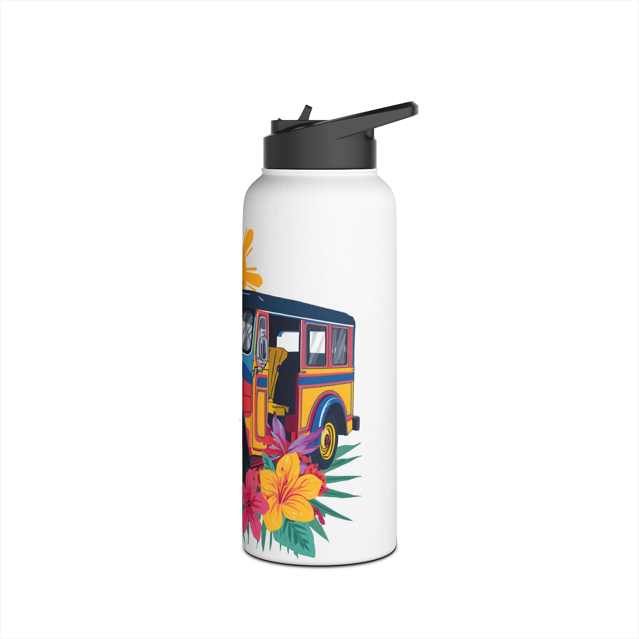 Tropical Jeepney Stainless Steel Water Bottle — Colorful Filipino Folk Art Travel Bottle