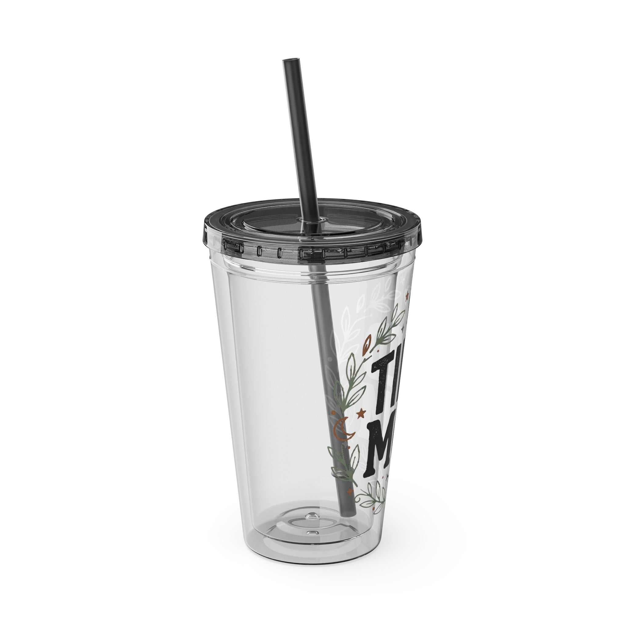 Skull Rose Tumbler — "Tired Mom Club" 16oz Straw Cup