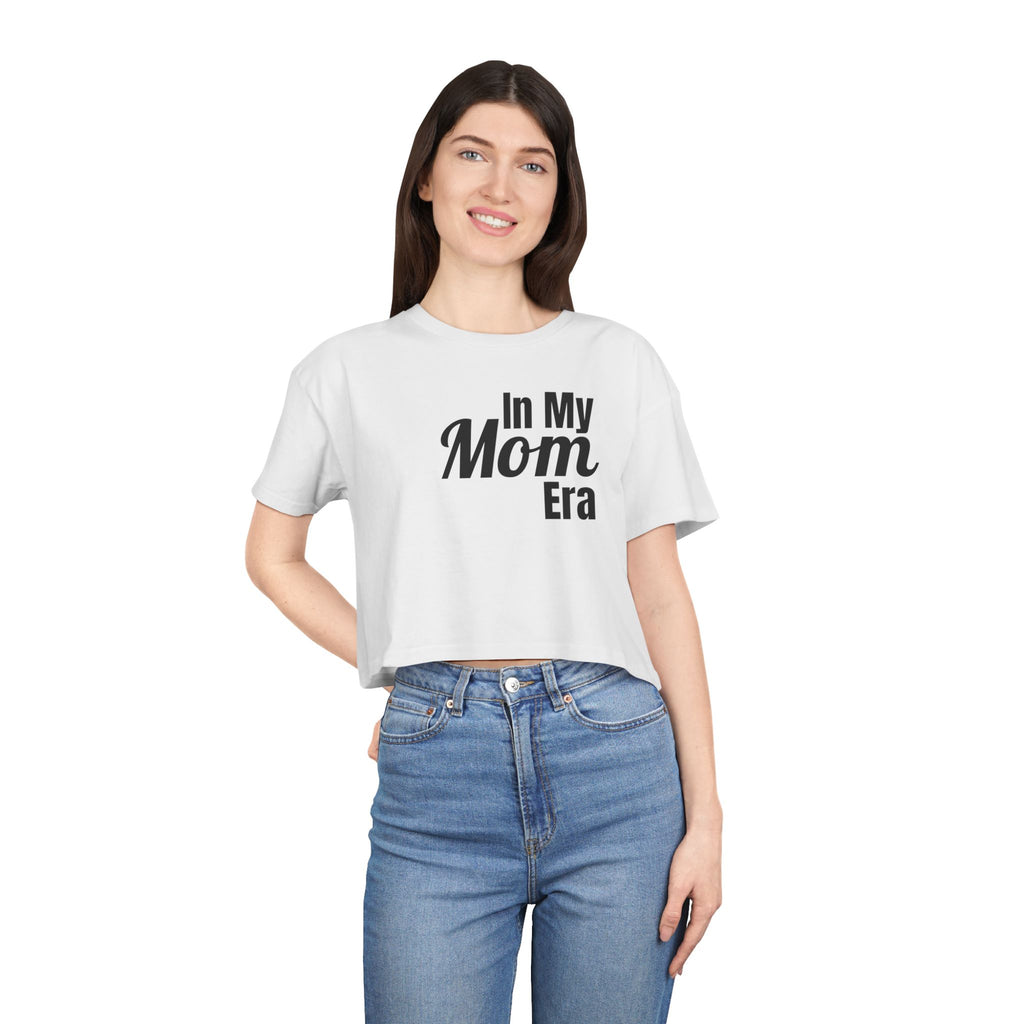 "In My Mom Era" Women's Crop Tee - Trendy Mom Life Graphic Top