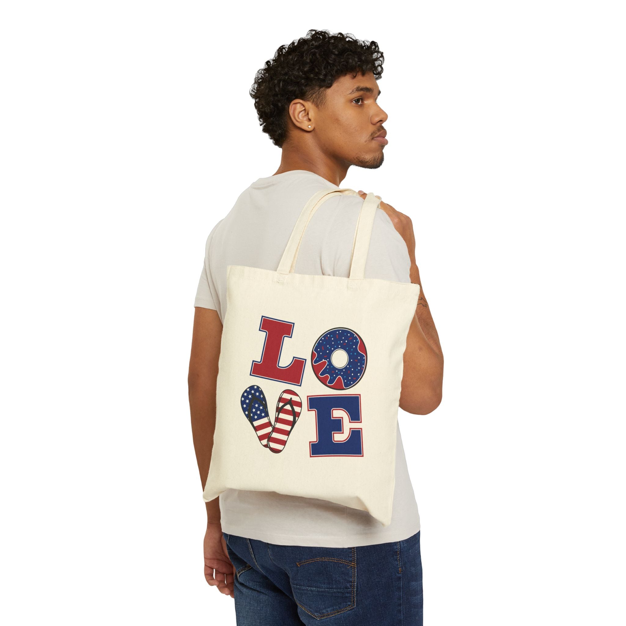 Retro Americana LOVE Tote | 4th of July, red white blue, vintage USA