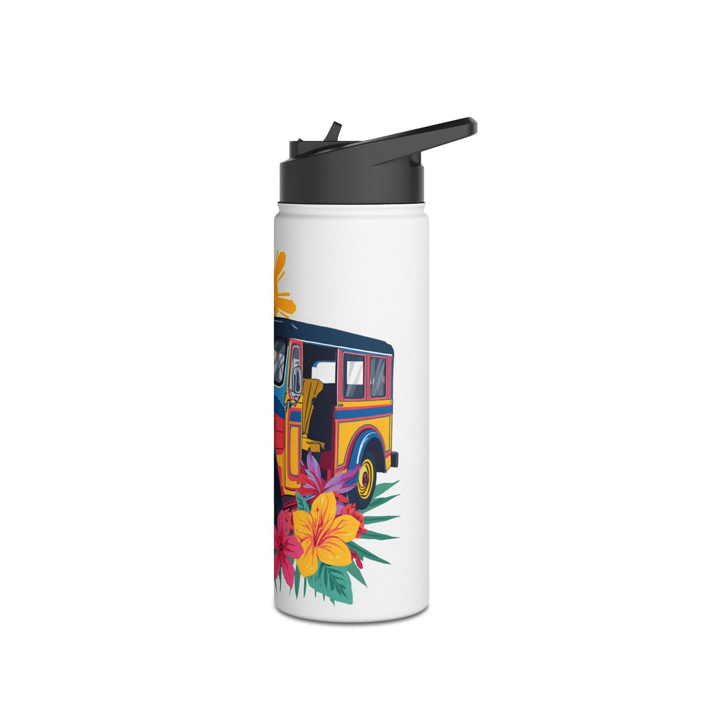 Tropical Jeepney Stainless Steel Water Bottle — Colorful Filipino Folk Art Travel Bottle