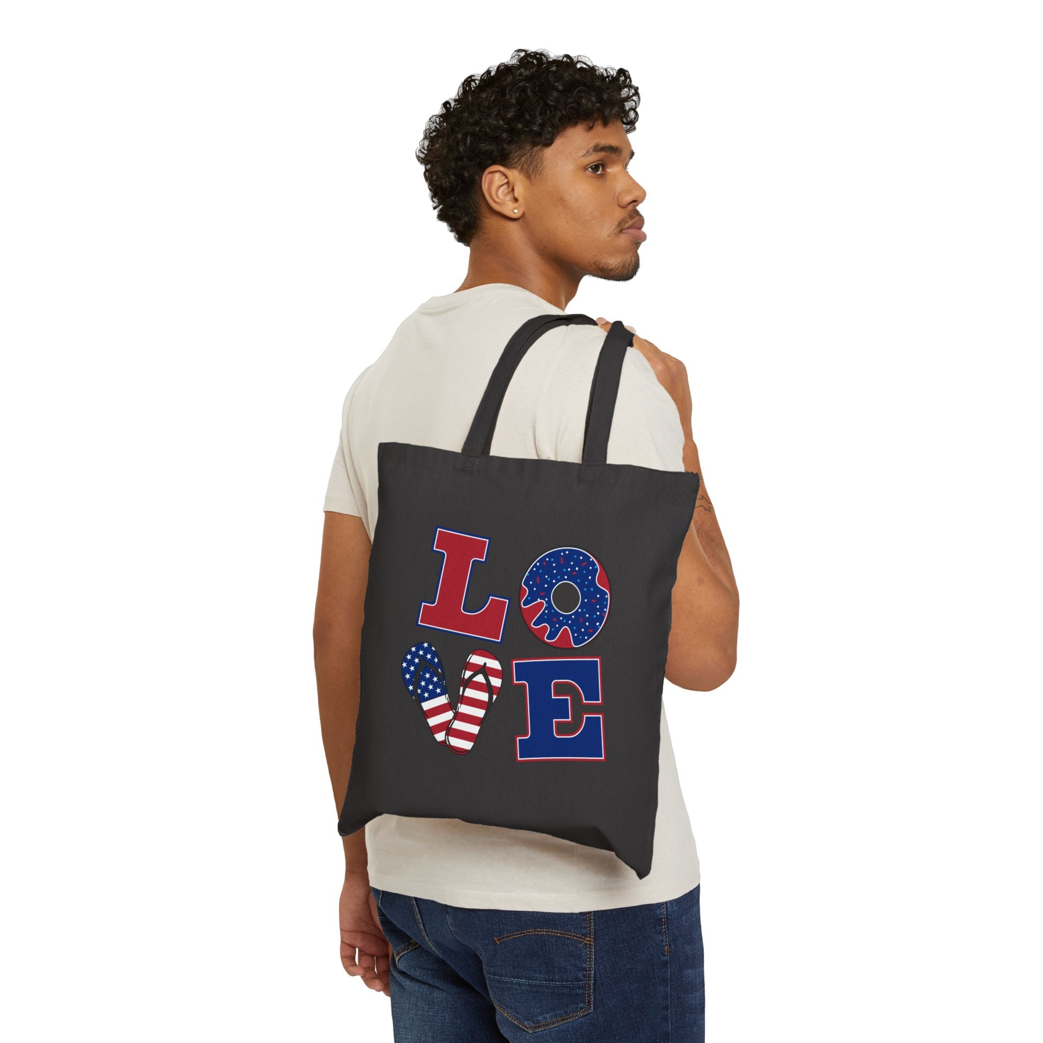Retro Americana LOVE Tote | 4th of July, red white blue, vintage USA