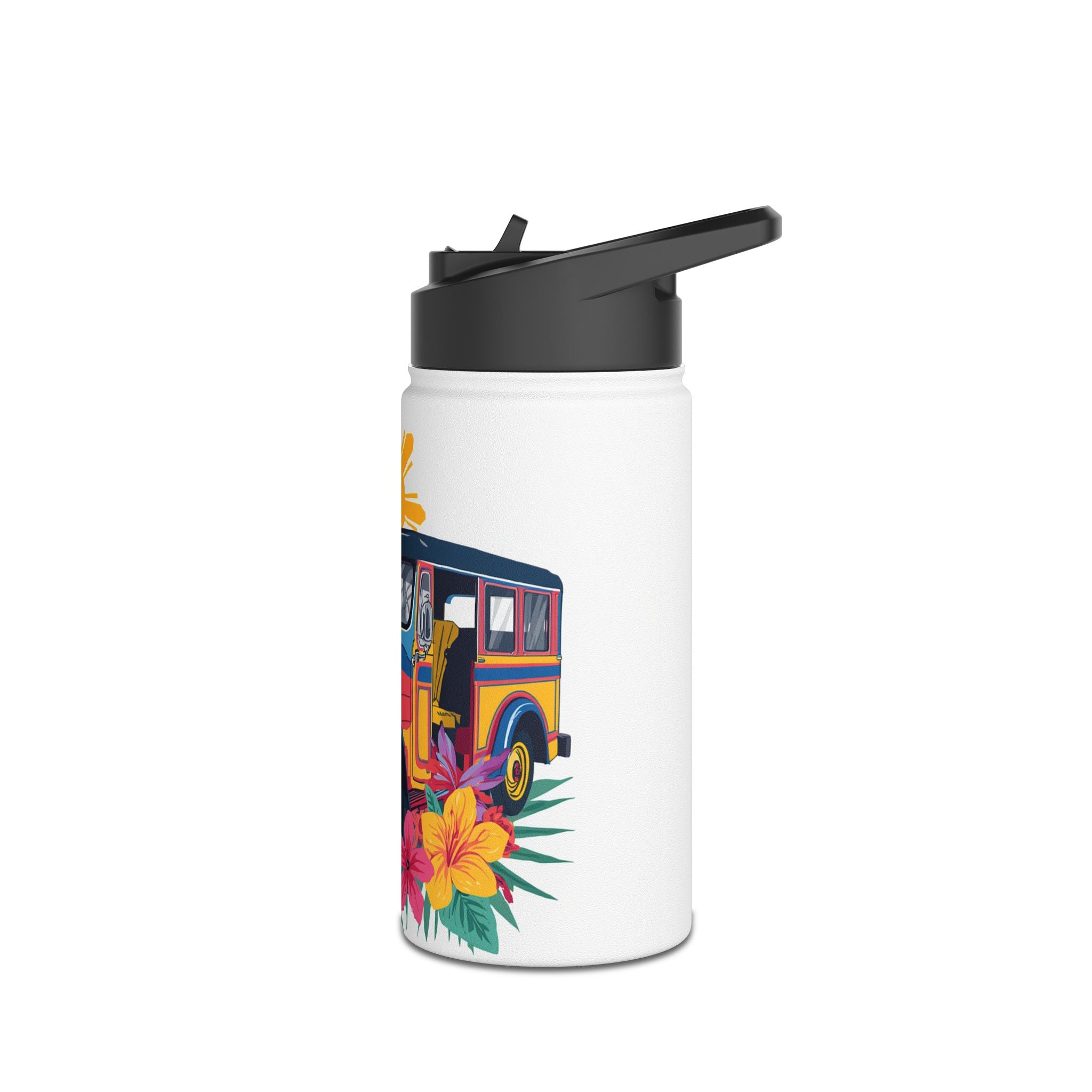 Tropical Jeepney Stainless Steel Water Bottle — Colorful Filipino Folk Art Travel Bottle