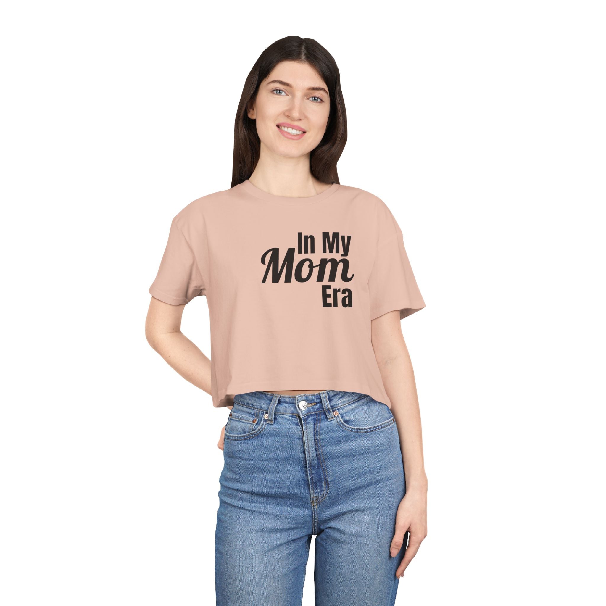 "In My Mom Era" Women's Crop Tee - Trendy Mom Life Graphic Top
