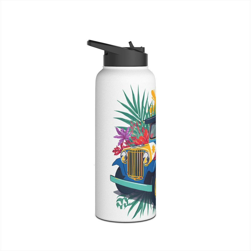 Tropical Jeepney Stainless Steel Water Bottle — Colorful Filipino Folk Art Travel Bottle
