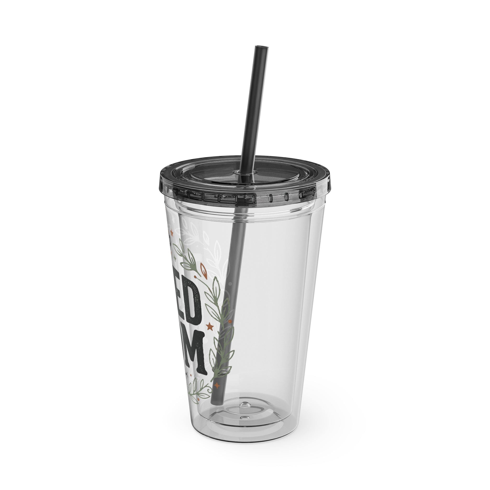 Skull Rose Tumbler — "Tired Mom Club" 16oz Straw Cup