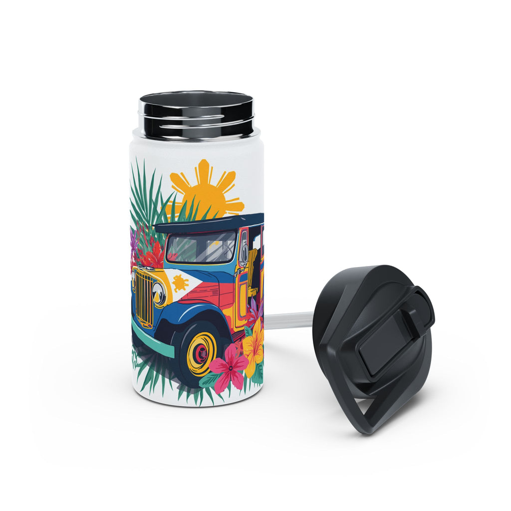 Tropical Jeepney Stainless Steel Water Bottle — Colorful Filipino Folk Art Travel Bottle