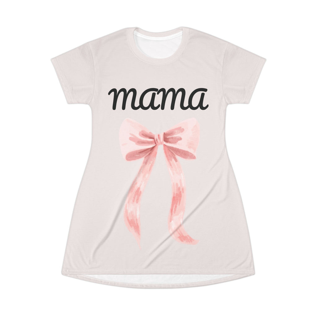 Mama T-Shirt Dress with Pink Bow — Mother's Day Casual Dress