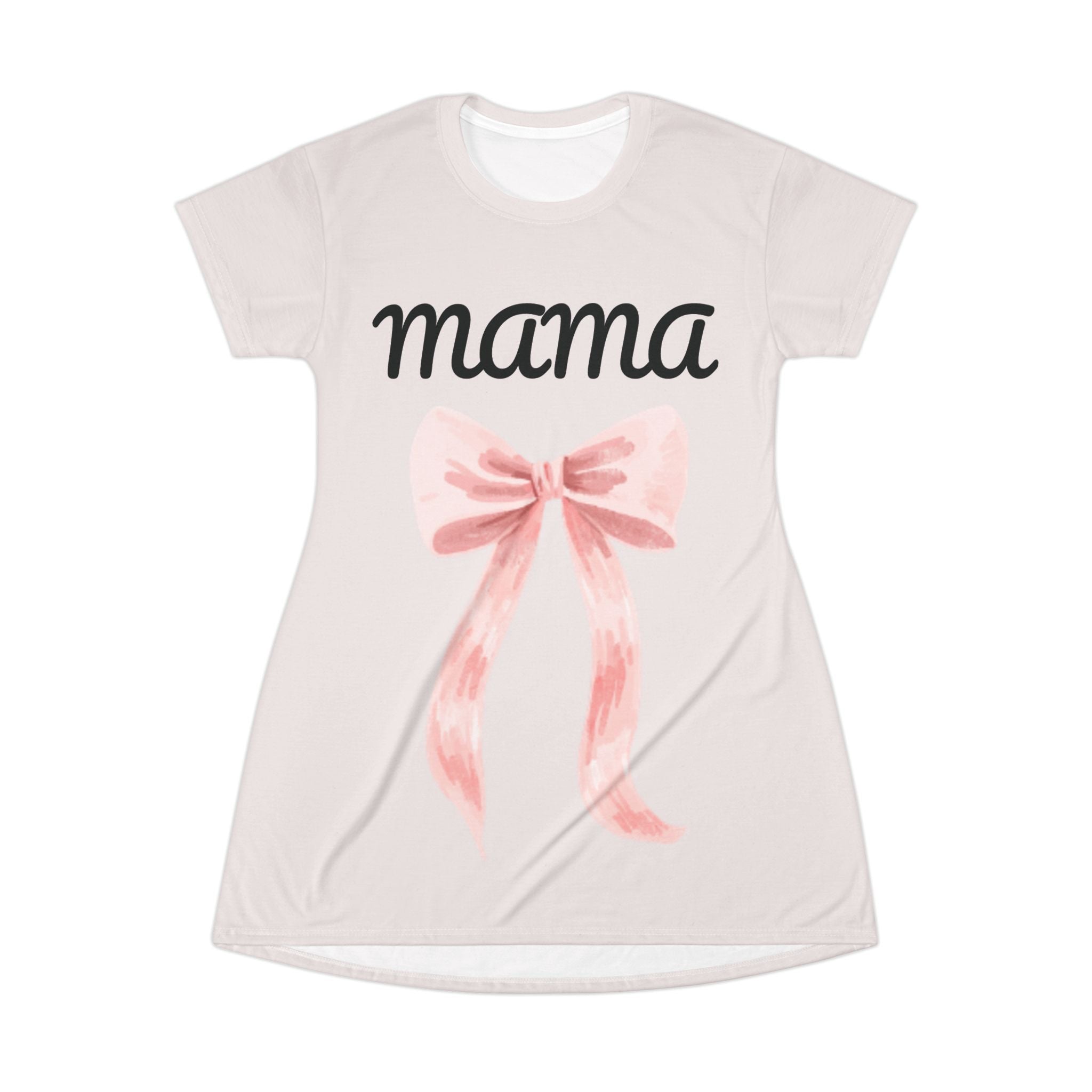 Mama T-Shirt Dress with Pink Bow — Mother's Day Casual Dress