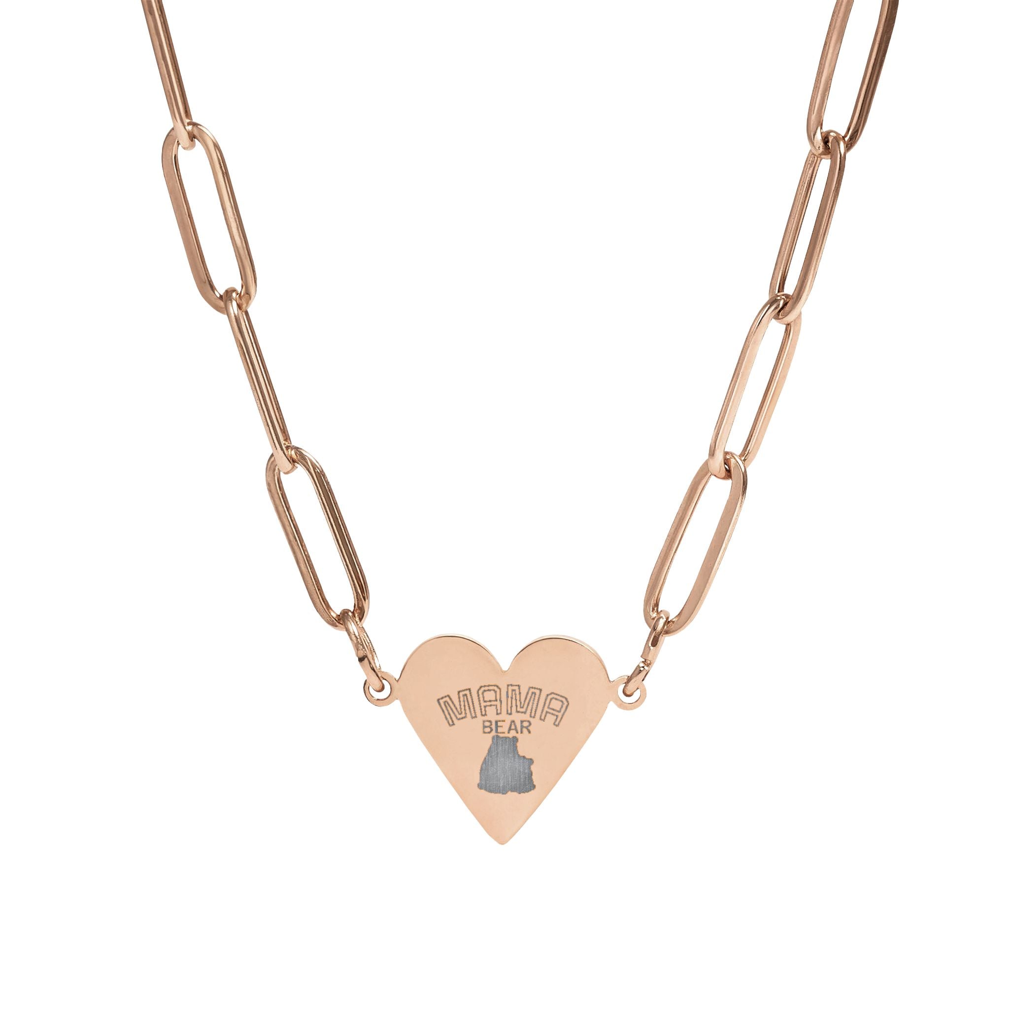 Engravable Paperclip Heart Necklace — Personalized Rose Gold/Gold Heart Pendant